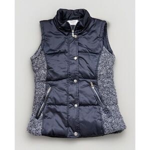 Zara Trafaluc Women's Small Puffer‎ & Knit Vest Black w/ Silver Accents